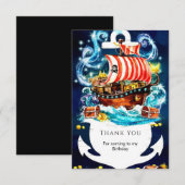 Betoverde Waterverf Ship Pirate Verjaardag Bedankkaart (Voorkant / Achterkant)