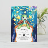 Betoverde Waterverf Turtle Verjaardag Kaart (Staand voorkant)