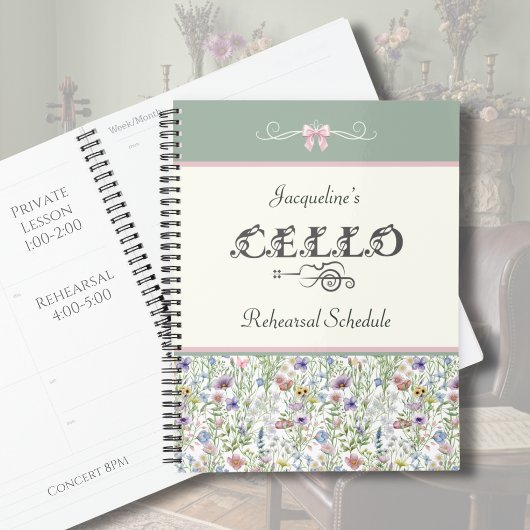 Betoverde Weide Cello Oefenschema | Bloemmotief Planner