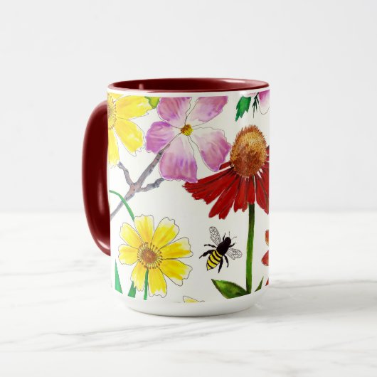 Betoverde Weide Wildbloem Waterverf Koffiemok Mok (Voorkant links)