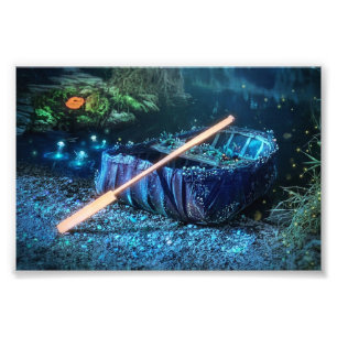 Betoverde Welshe Coracle - Bioluminescente Kunst Foto Afdruk