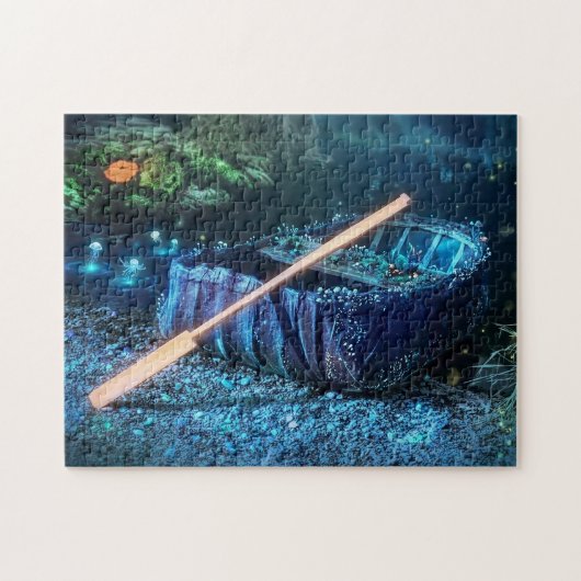 Betoverde Welshe Coracle - Bioluminescente Kunst Legpuzzel (Horizontaal)