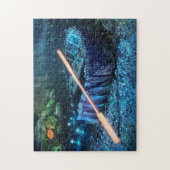 Betoverde Welshe Coracle - Bioluminescente Kunst Legpuzzel (Verticaal)