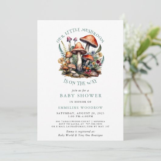 Betoverde Whimsical Mushrooms Woodland Baby shower Kaart (Staand voorkant)