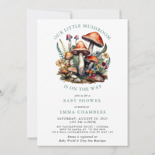 Betoverde Whimsical Mushrooms Woodland Baby shower Kaart