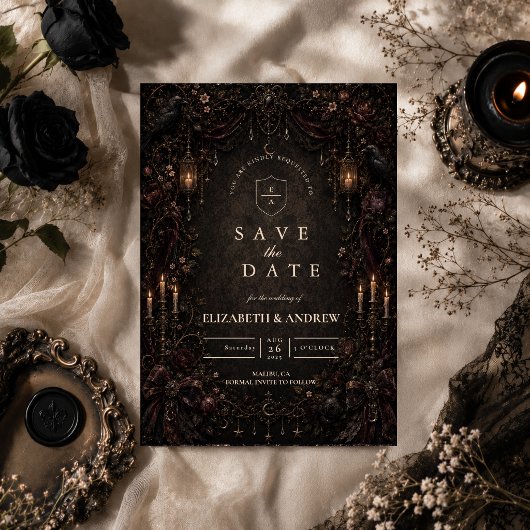 Betoverde Whimsy Goth Trouwdag Save The Date