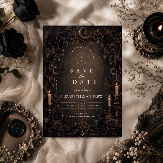 Betoverde Whimsy Goth Trouwdag Save The Date