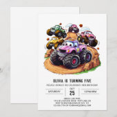 Betoverde wielen Monster Truck Verjaardag Kaart (Voorkant / Achterkant)