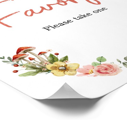 Betoverde Wildflower Mushroom Baby shower Gunsten Poster (Hoek)