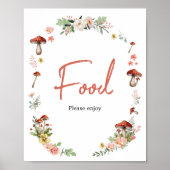 Betoverde Wildflower Mushroom Baby shower Voedsel Poster (Voorkant)