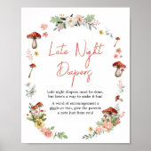 Betoverde Wildflower Mushroom Late Night Luiers Poster (Voorkant)