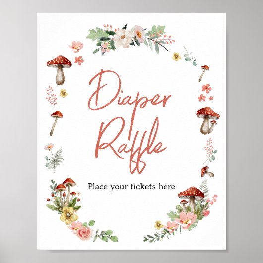 Betoverde Wildflower Paddestoel Luier Raffle Poster (Voorkant)