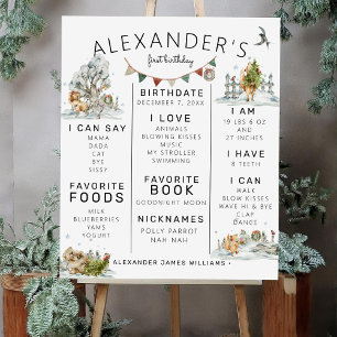 betoverde winter   Forest 1st Birthday Milestone Poster