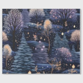 Betoverde Winter Forest Kerstmis Cadeaupapier (Vlak)