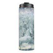 Betoverde Winter Forest Witte Paard Thermosbeker (Voorkant)