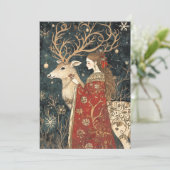 Betoverde Winter: Het Meisje en het Hert Kaart (Staand voorkant)