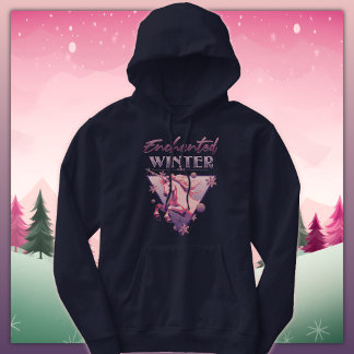 Betoverde Winter Roze Eenhoorn Retro Hoodie