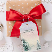 Betoverde winter waterverf cadeaubijlage - dennenb cadeaulabel