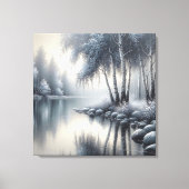 Betoverde Winter Wonderland: Sereniteit weerspiege Canvas Afdruk (Voorkant)