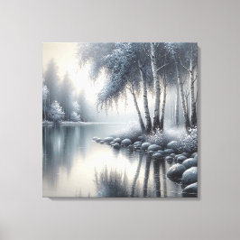 Betoverde Winter Wonderland: Sereniteit weerspiege Canvas Afdruk