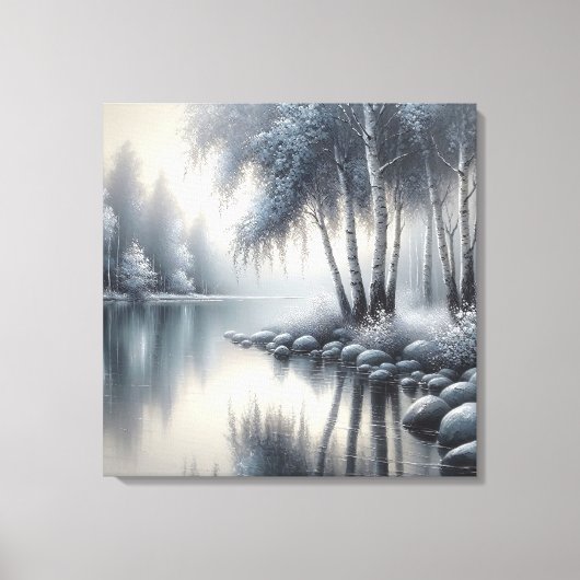 Betoverde Winter Wonderland: Sereniteit weerspiege Canvas Afdruk (Voorkant)