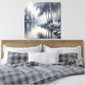Betoverde Winter Wonderland: Sereniteit weerspiege Canvas Afdruk (Insitu (Slaapkamer))
