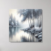 Betoverde Winter Wonderland: Sereniteit weerspiege Canvas Afdruk (Voorkant)