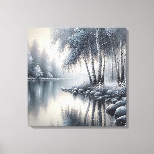Betoverde Winter Wonderland: Sereniteit weerspiege Canvas Afdruk (Voorkant)