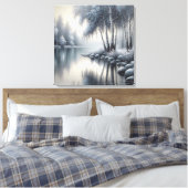 Betoverde Winter Wonderland: Sereniteit weerspiege Canvas Afdruk (Insitu (Slaapkamer))