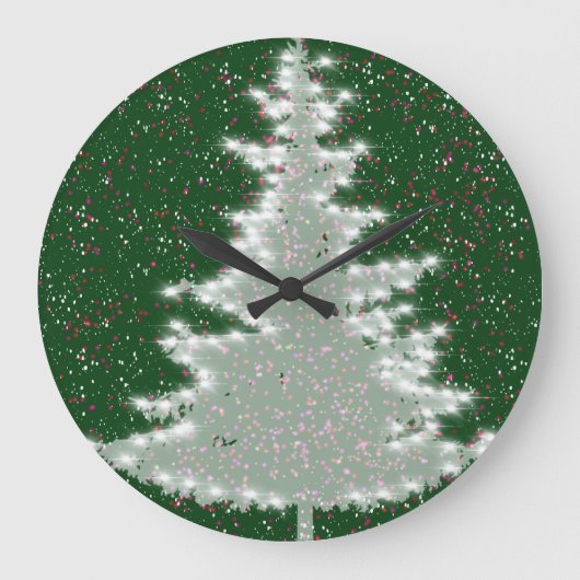 Betoverde Winterglans Kerstboom Grote Klok (Voorkant)