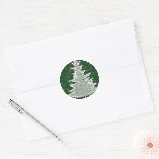 Betoverde Winterglans Kerstboom Ronde Sticker (Envelop)