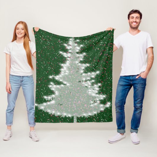 Betoverde wintergloed kerstboom fleece deken (In situ)