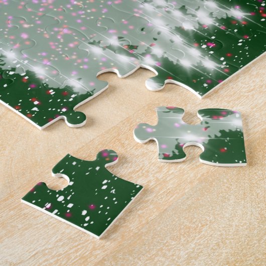 Betoverde wintergloed kerstboom legpuzzel (Zijkant)