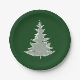 Betoverde wintergloed kerstboom papieren bordje