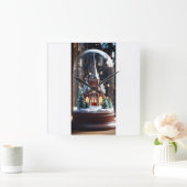 Betoverde winterkerk in een Wereldbol Vierkante Klok (Huis)