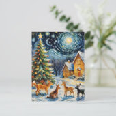 Betoverde winternacht briefkaart (Staand voorkant)