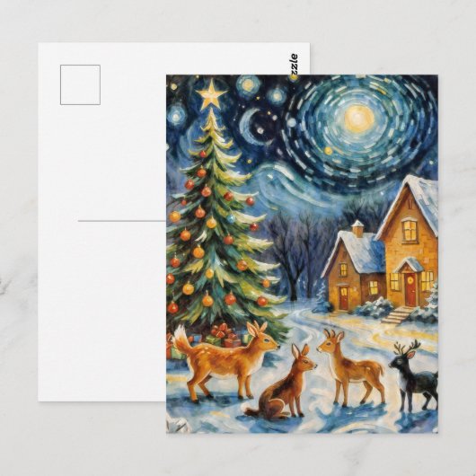 Betoverde winternacht briefkaart (Voorkant / Achterkant)