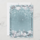 Betoverde Winterrozen Zilver Wit Bruidsdouche Kaart (Achterkant)