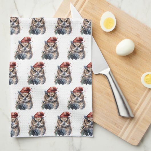 betoverde winteruil theedoek (Quarter Fold)