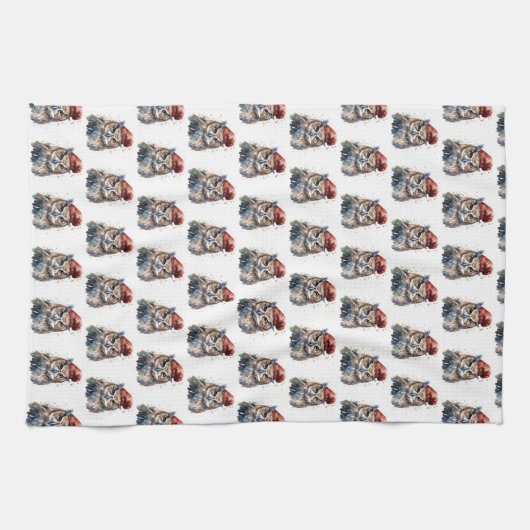 betoverde winteruil theedoek (Horizontaal)