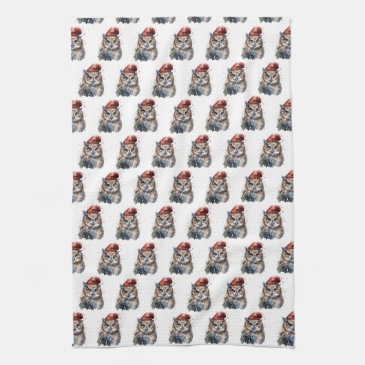 betoverde winteruil theedoek (Verticaal)