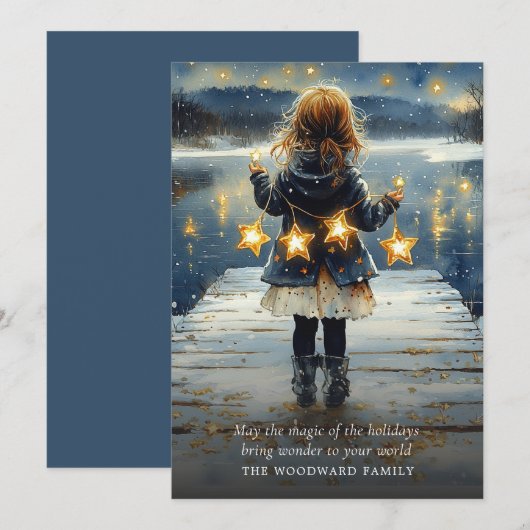 Betoverde wintervakantie feestdagenkaart (Voorkant / Achterkant)