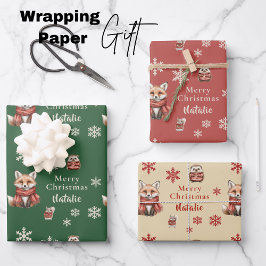 Betoverde winterverhalen Fox Christmas Inpakpapier Vel