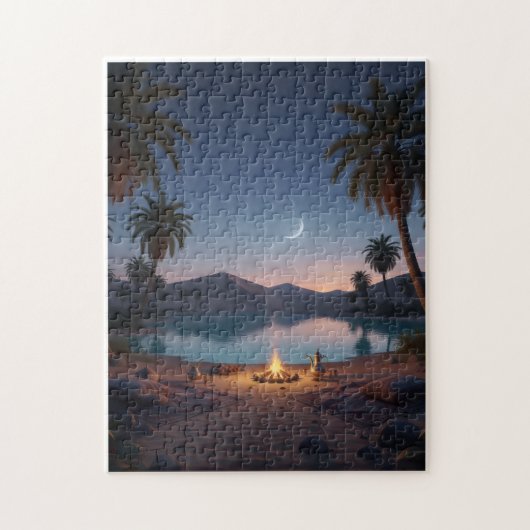 Betoverde Woestijn Oase Nacht Puzzel (Verticaal)