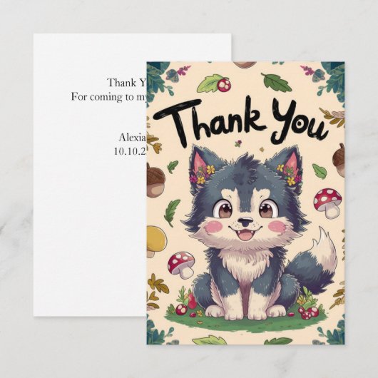 Betoverde  wolf bedankkaart (Voorkant / Achterkant)