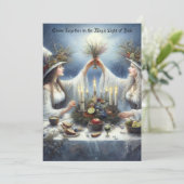 Betoverde Yuul-viering plat kerstkaart (Staand voorkant)