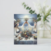 Betoverde Yuul-vierings plat kerstkaart Feestdagenkaart (Staand voorkant)