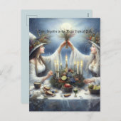 Betoverde Yuul-vierings plat kerstkaart Feestdagenkaart (Voorkant / Achterkant)