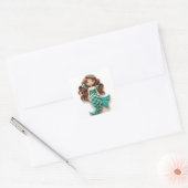 Betoverde Zeeen: A Mermaid's Tale in Fondant Vierkante Sticker (Envelop)