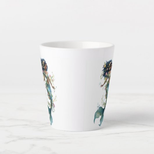 Betoverde Zeemeermin Latte Mok-Floral Fantasy Desi Latte Mok (Voorkant)